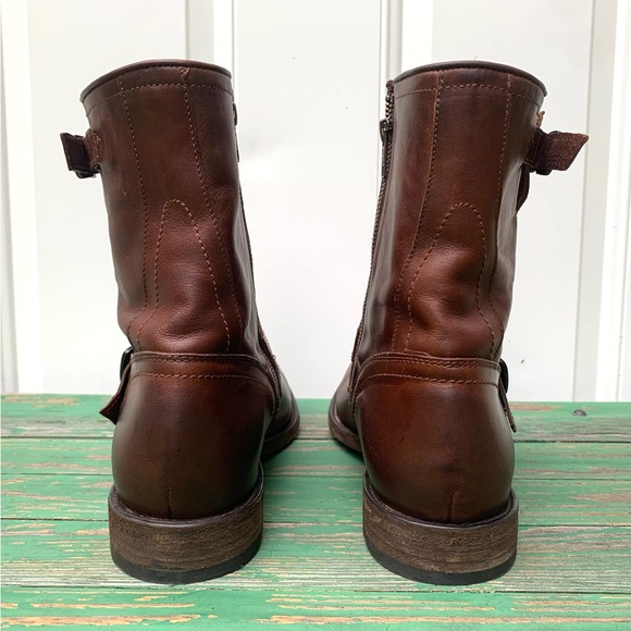 FRYE Mens Boots Size 11 Leather Brown Zipper Closure Casual Work Shoes - Picture 7 of 16